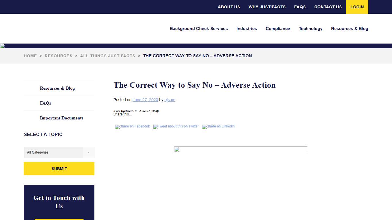 The Correct Way to Say No - Adverse Action Justifacts
